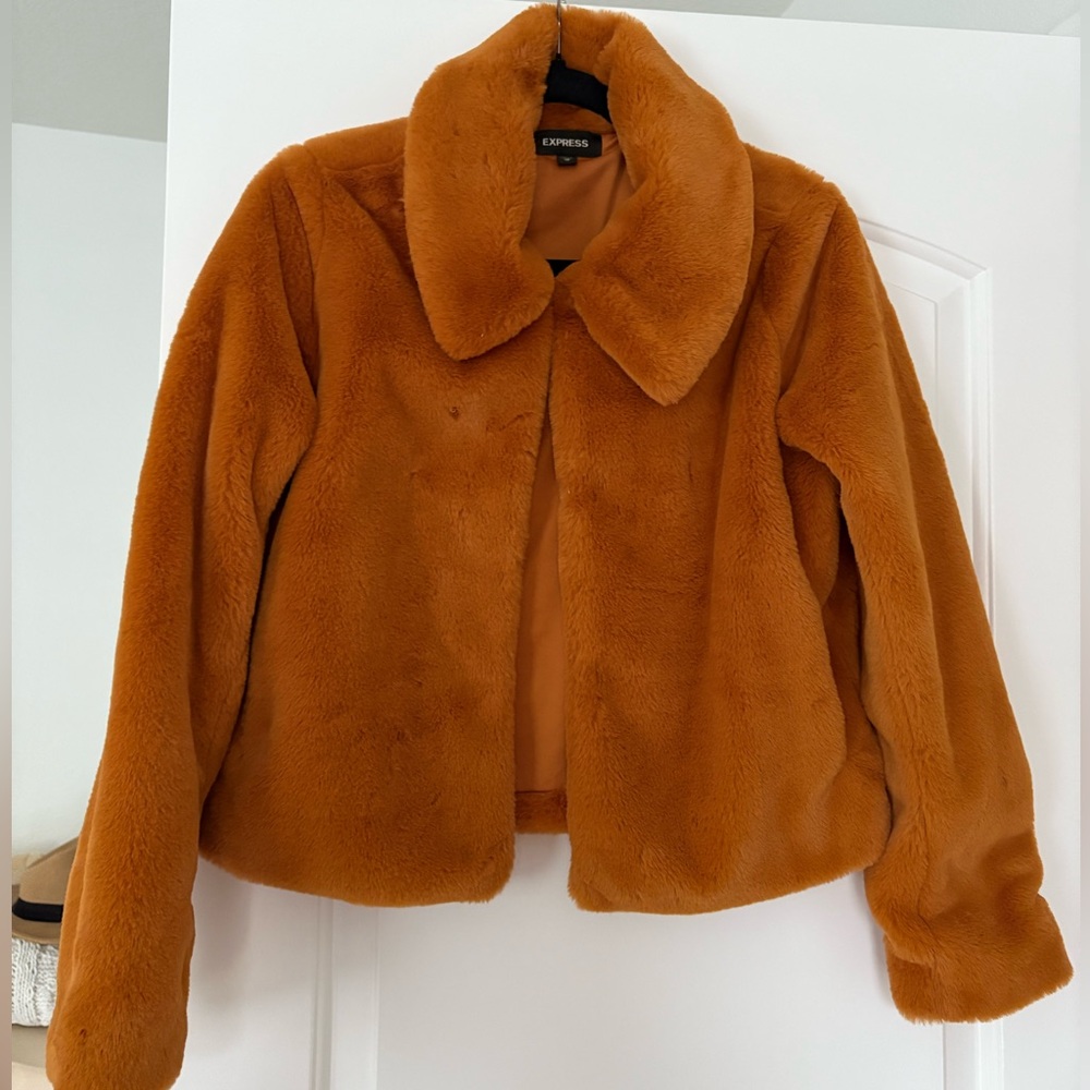 Express Mustard Fur Collar Jacket